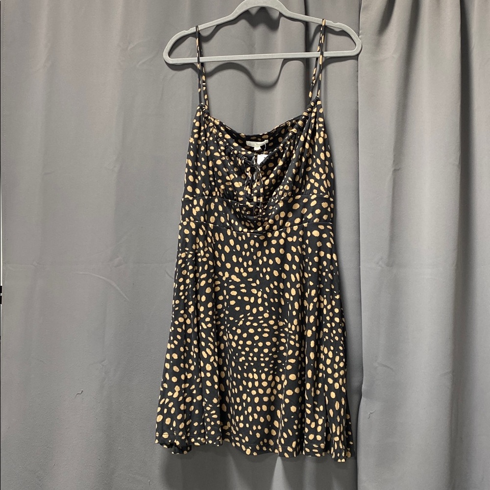 nine britton Black Mini Dress with Tan Spot Print